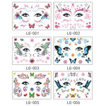 10 miếng dán hình xăm lấp lánh chống nước cho lễ hội âm nhạc, LG-001, LG-002, LG-003, LG-004, LG-005, LG-006