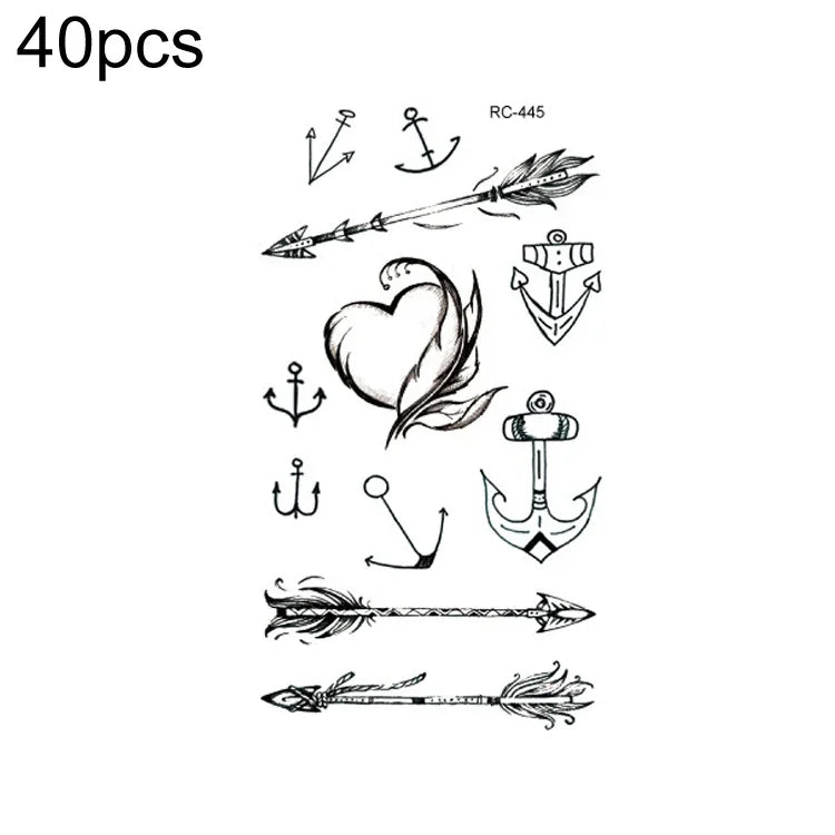 40 miếng dán hình xăm nhỏ tươi mới chống nước, RC-445, RC-446, RC-447, RC-448, RC-449, RC-451, RC-452, RC-453, RC-454, RC-455, RC-456, RC-457