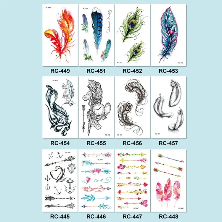 40 miếng dán hình xăm nhỏ tươi mới chống nước, RC-445, RC-446, RC-447, RC-448, RC-449, RC-451, RC-452, RC-453, RC-454, RC-455, RC-456, RC-457