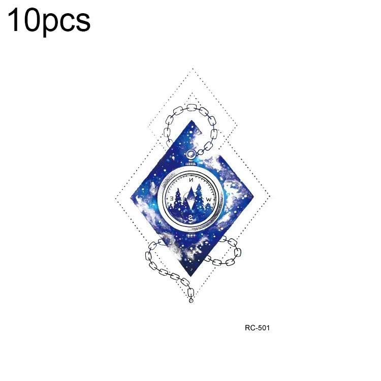 10 miếng dán hình xăm nhỏ tươi mới chuyển nước chống nước, RC-501, RC-502, RC-503, RC-504, RC-505, RC-506, RC-507, RC-508, RC-509, RC-510, RC-511, RC-512, RC-513, RC-514, RC-515, RC-516