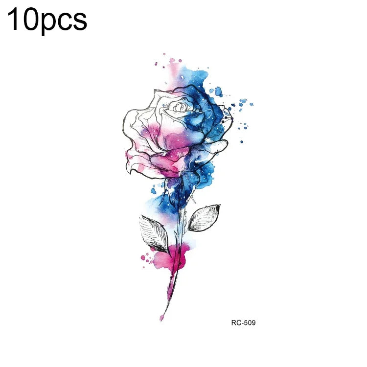 10 miếng dán hình xăm nhỏ tươi mới chuyển nước chống nước, RC-501, RC-502, RC-503, RC-504, RC-505, RC-506, RC-507, RC-508, RC-509, RC-510, RC-511, RC-512, RC-513, RC-514, RC-515, RC-516