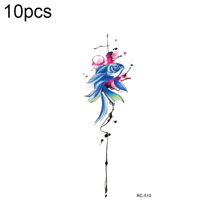 10 miếng dán hình xăm nhỏ tươi mới chuyển nước chống nước, RC-501, RC-502, RC-503, RC-504, RC-505, RC-506, RC-507, RC-508, RC-509, RC-510, RC-511, RC-512, RC-513, RC-514, RC-515, RC-516