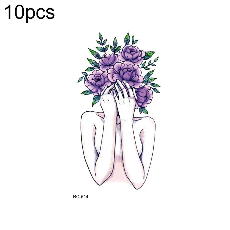 10 miếng dán hình xăm nhỏ tươi mới chuyển nước chống nước, RC-501, RC-502, RC-503, RC-504, RC-505, RC-506, RC-507, RC-508, RC-509, RC-510, RC-511, RC-512, RC-513, RC-514, RC-515, RC-516
