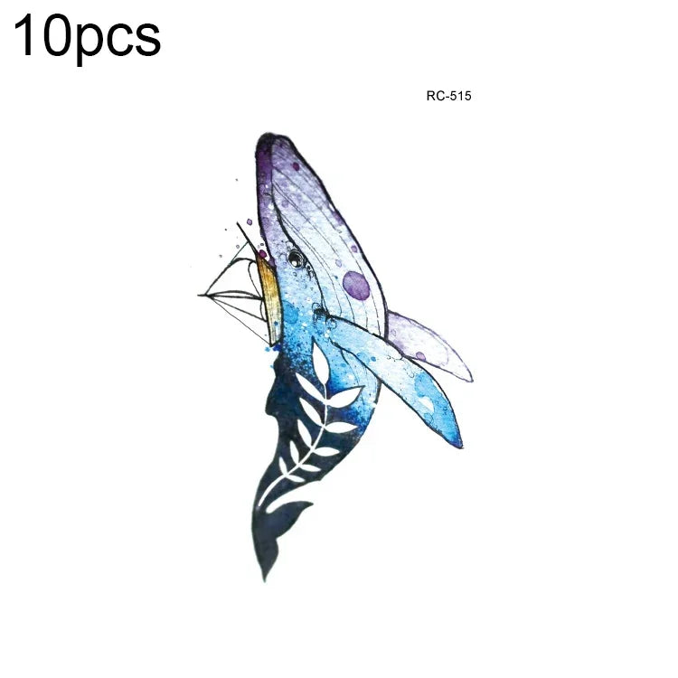 10 miếng dán hình xăm nhỏ tươi mới chuyển nước chống nước, RC-501, RC-502, RC-503, RC-504, RC-505, RC-506, RC-507, RC-508, RC-509, RC-510, RC-511, RC-512, RC-513, RC-514, RC-515, RC-516