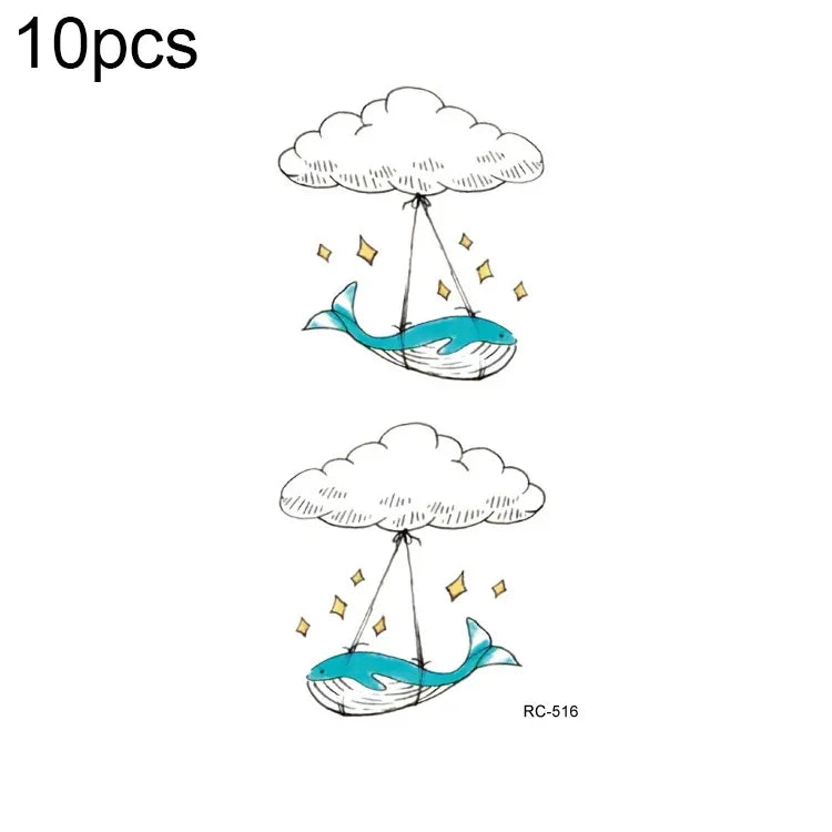 10 miếng dán hình xăm nhỏ tươi mới chuyển nước chống nước, RC-501, RC-502, RC-503, RC-504, RC-505, RC-506, RC-507, RC-508, RC-509, RC-510, RC-511, RC-512, RC-513, RC-514, RC-515, RC-516
