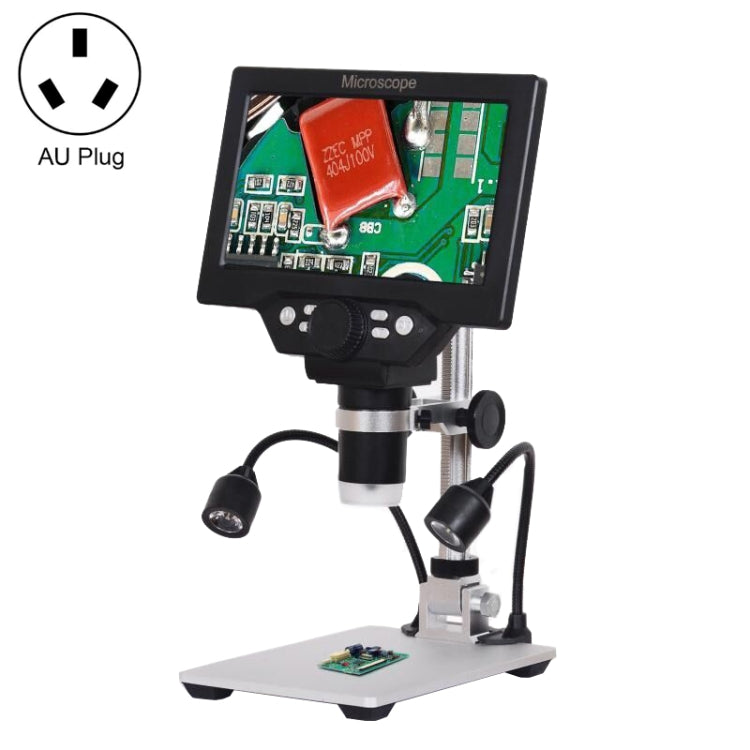 Kính hiển vi để bàn kỹ thuật số điện tử di động màn hình LCD 7 inch G1200D 1200X, phích cắm EU kèm pin, phích cắm US kèm pin, phích cắm AU kèm pin, phích cắm UK kèm pin