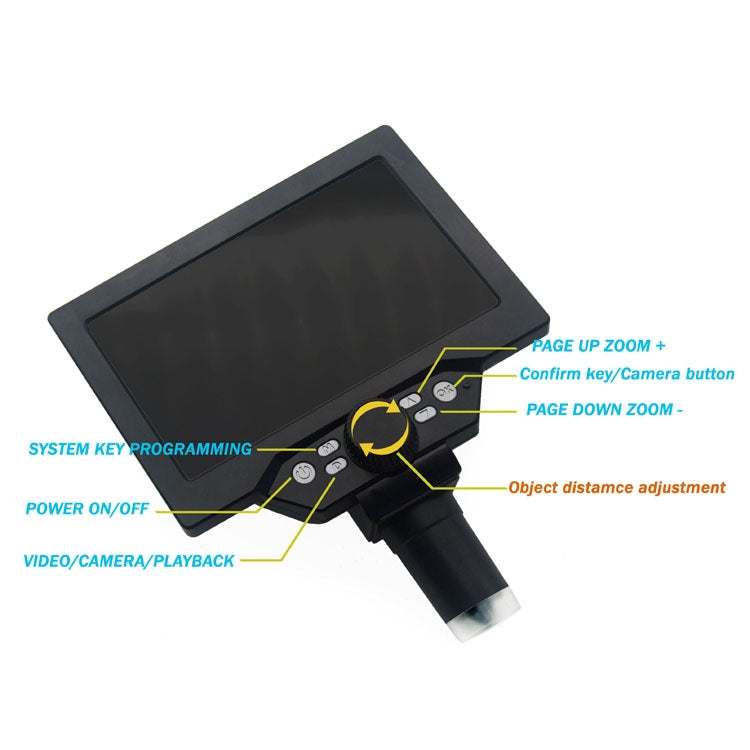 Kính hiển vi để bàn kỹ thuật số điện tử di động màn hình LCD 7 inch G1200D 1200X, phích cắm EU kèm pin, phích cắm US kèm pin, phích cắm AU kèm pin, phích cắm UK kèm pin