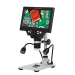 Kính hiển vi để bàn kỹ thuật số điện tử di động màn hình LCD 7 inch G1200D 1200X, phích cắm EU kèm pin, phích cắm US kèm pin, phích cắm AU kèm pin, phích cắm UK kèm pin