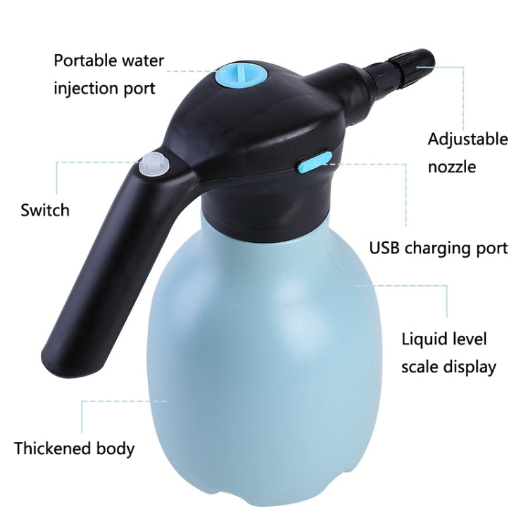 Bình tưới nước điện cầm tay 1.5L cho gia đình, màu xanh dương, xanh dương + đầu phun đa năng