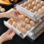 Hộp đựng trứng loại ngăn kéo đôi gia dụng, màu cam, trắng, xám