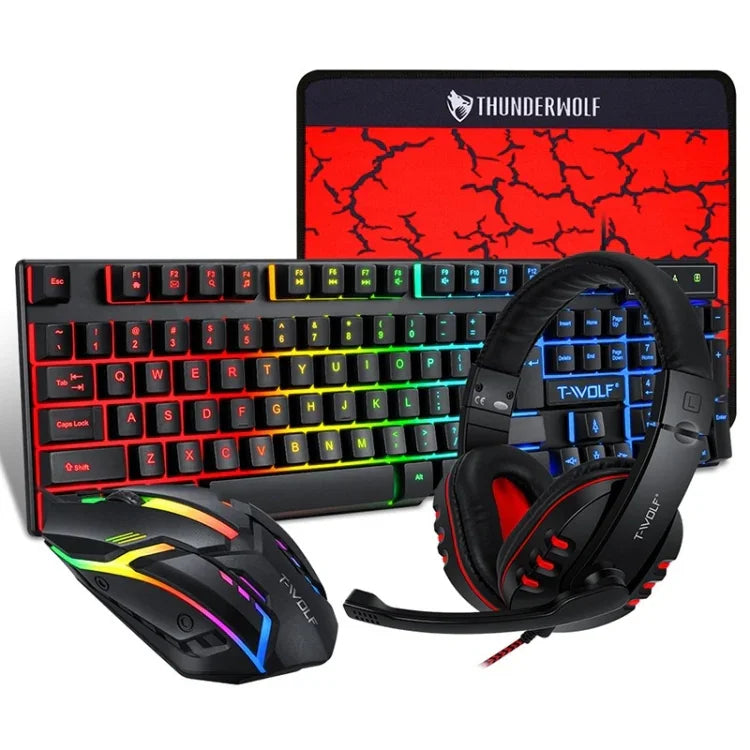 Bộ bàn phím chuột tai nghe chơi game phát sáng 4 trong 1 T-WOLF TF-800