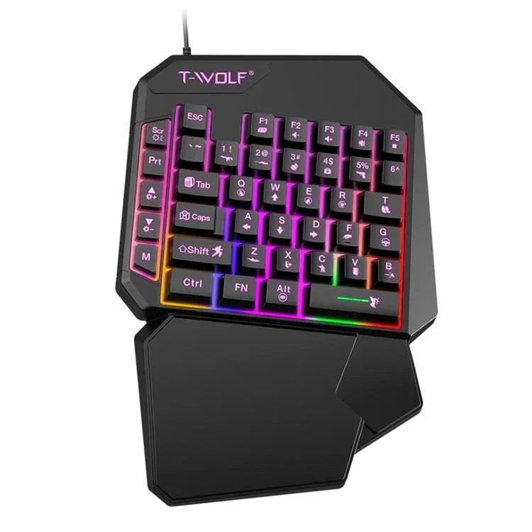 Bàn phím chơi game một tay di động T-WOLF, Thông số kỹ thuật: Bàn phím T19, Bộ TF-900, Bàn phím + Chuột + Ghế