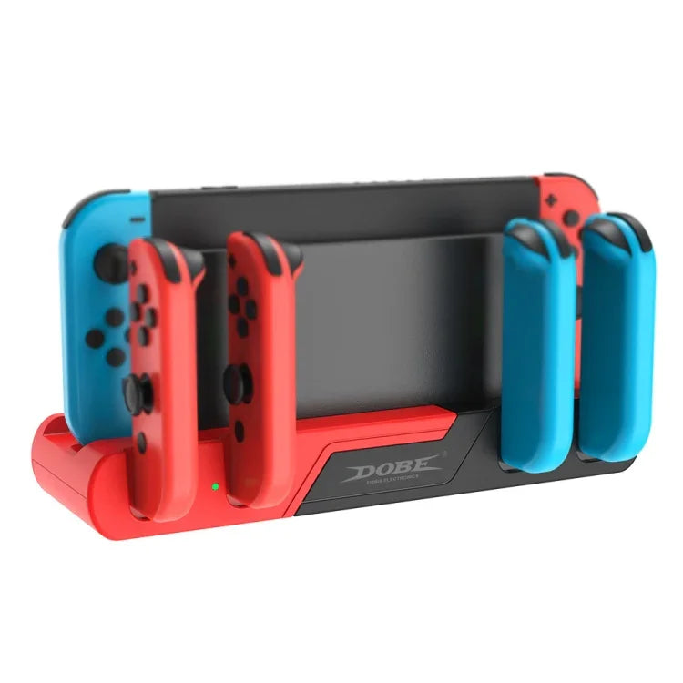 Đế sạc tay cầm chơi game 4 trong 1 DOBE TNS-0122 cho Switch OLED, TNS-0122 Đỏ Đen, TNS-0122 Trắng Đen