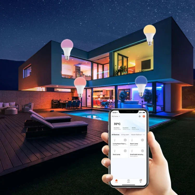 2 Bộ Bóng Đèn LED Thông Minh Tuya TY-10W RGB+CCT Điều Khiển Điện Thoại Bluetooth