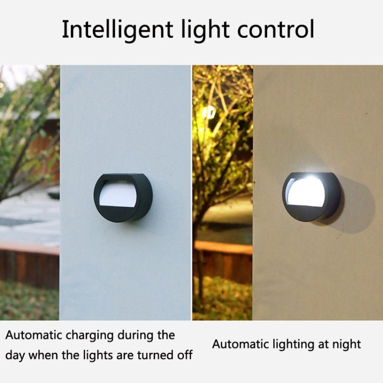Đèn tường tròn LED ngoài trời chống nước năng lượng mặt trời, Ánh sáng trắng, Ánh sáng ấm