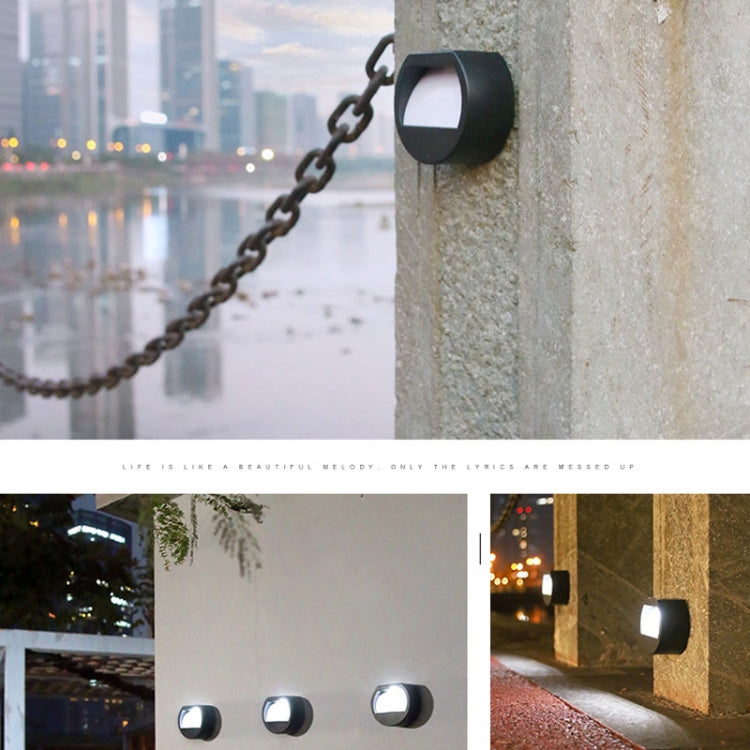 Đèn tường tròn LED ngoài trời chống nước năng lượng mặt trời, Ánh sáng trắng, Ánh sáng ấm