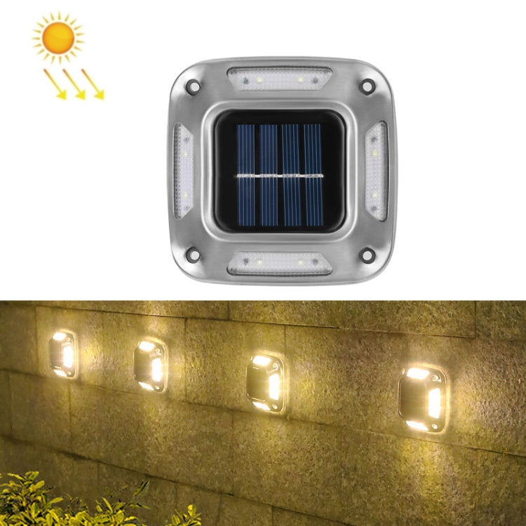 Đèn tường năng lượng mặt trời 8 LED ngoài trời bằng thép không gỉ, ánh sáng trắng, ánh sáng ấm, ánh sáng nhiều màu