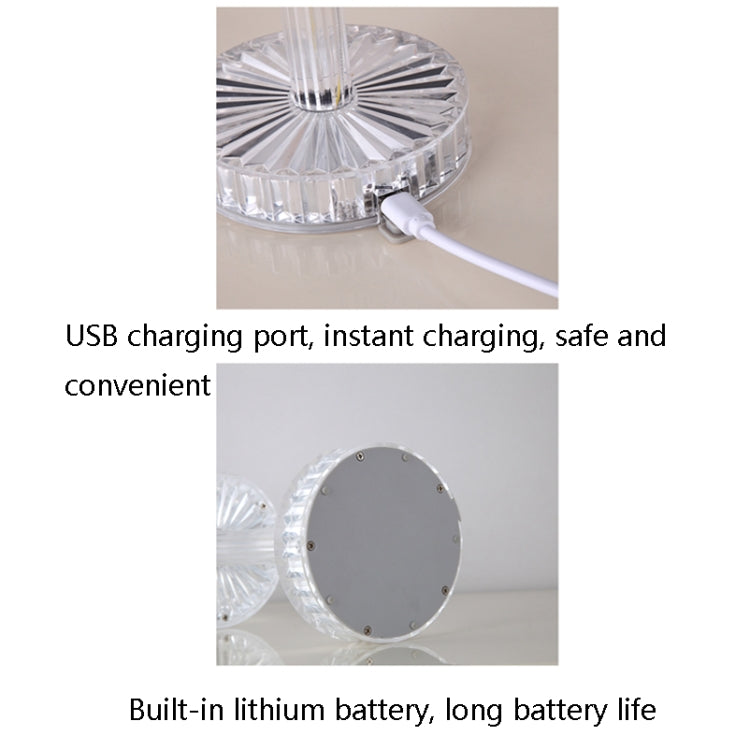 Đèn bàn pha lê kim cương cảm ứng sạc USB, sạc USB (ánh sáng ba tông), sạc USB (RGB với điều khiển từ xa 16 màu)