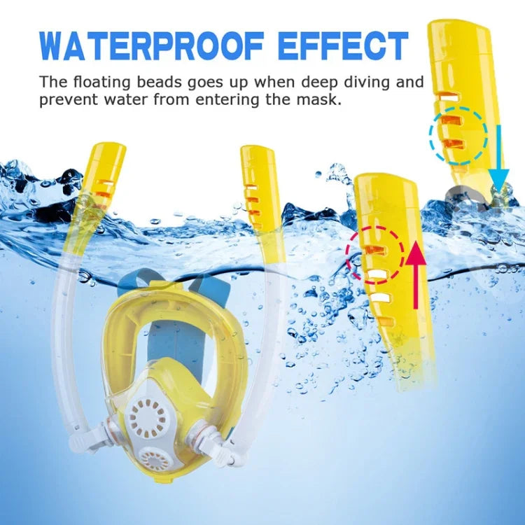 Mặt Nạ Lặn Silicone Khô Toàn Phần Ống Đôi Cho Trẻ Em, Kính Bơi, XS