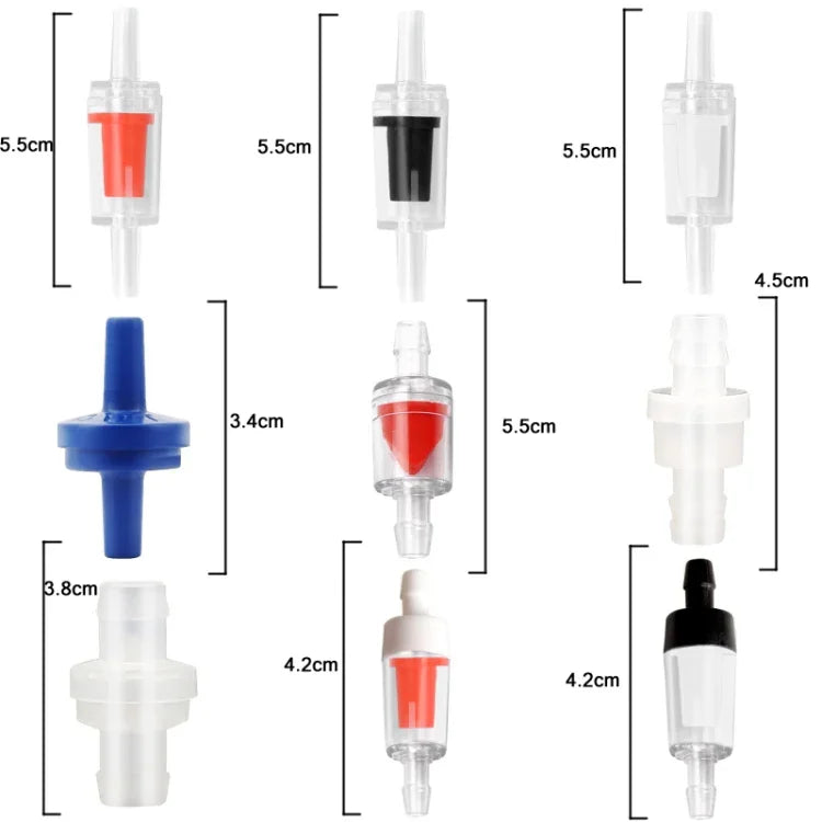 20 Cái Van Kiểm Tra Ống Dẫn Máy Bơm Oxy Bể Cá, 4mm (Đỏ), 4mm (Đen), 4mm (Trắng), 4mm (Xanh Dương), 8mm (Đỏ), 10mm (Trắng), 12mm (Trắng), 4mm (Trắng Đỏ)