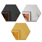 Bộ 16 miếng decal dán tường cá nhân Ym300, gương acrylic trang trí tường DIY, hình lục giác đen, lục giác bạc, lục giác vàng, bộ tứ đen, bộ tứ bạc, bộ tứ vàng, tam giác đen, tam giác bạc, tam giác vàng