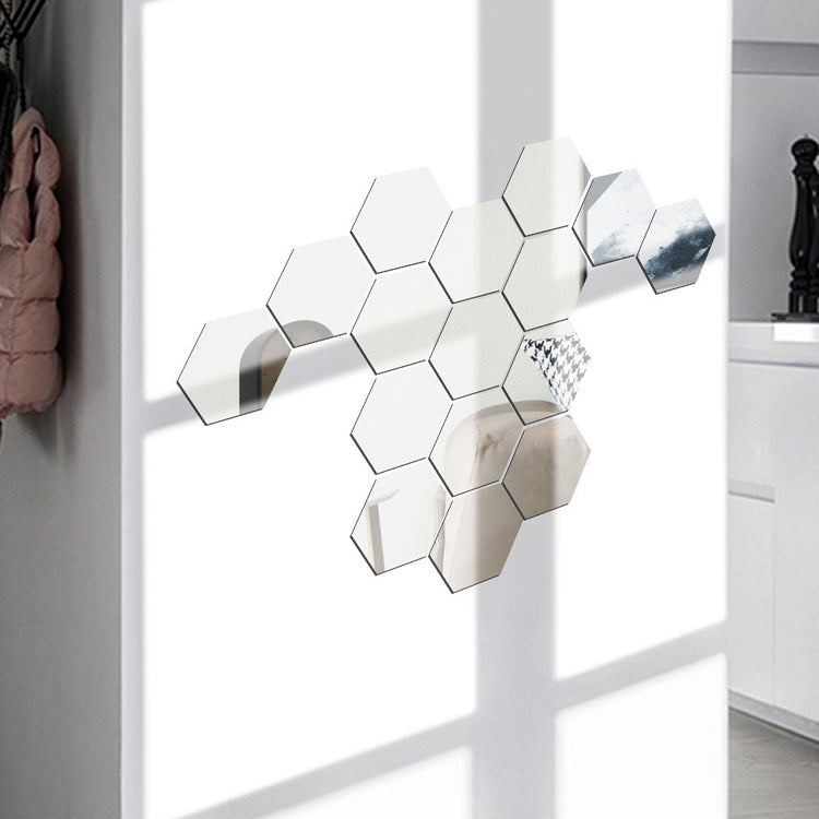 Bộ 16 miếng decal dán tường cá nhân Ym300, gương acrylic trang trí tường DIY, hình lục giác đen, lục giác bạc, lục giác vàng, bộ tứ đen, bộ tứ bạc, bộ tứ vàng, tam giác đen, tam giác bạc, tam giác vàng
