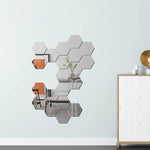 Bộ 16 miếng decal dán tường cá nhân Ym300, gương acrylic trang trí tường DIY, hình lục giác đen, lục giác bạc, lục giác vàng, bộ tứ đen, bộ tứ bạc, bộ tứ vàng, tam giác đen, tam giác bạc, tam giác vàng
