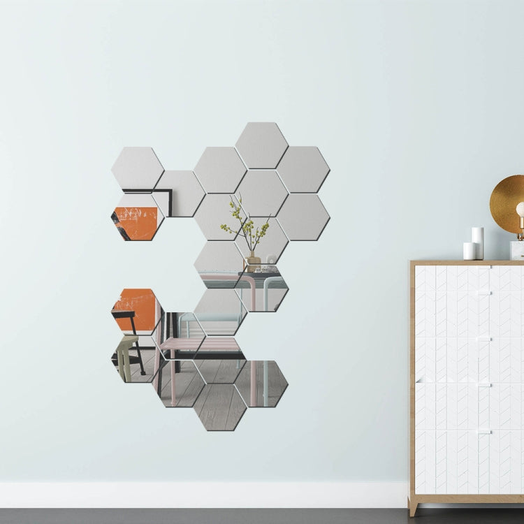 Bộ 16 miếng decal dán tường cá nhân Ym300, gương acrylic trang trí tường DIY, hình lục giác đen, lục giác bạc, lục giác vàng, bộ tứ đen, bộ tứ bạc, bộ tứ vàng, tam giác đen, tam giác bạc, tam giác vàng
