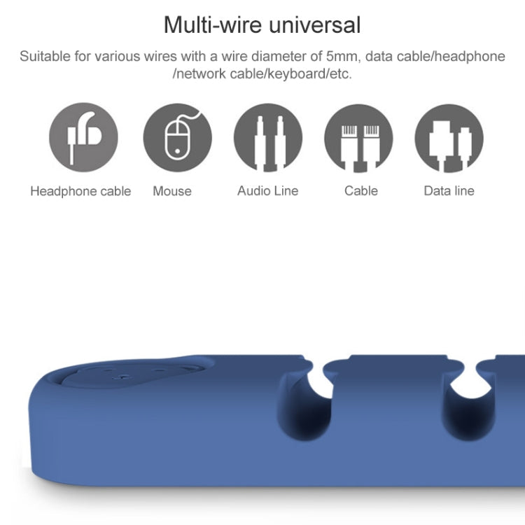 Thiết bị tổ chức và cố định cáp dữ liệu để bàn silicone hình gấu 6 lỗ, 6 lỗ