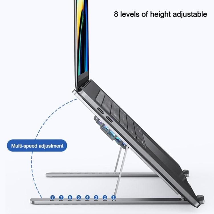Giá đỡ tản nhiệt laptop quạt hợp kim nhôm BONERUY P11F, màu xám, bạc, xám kèm cáp Type-C, bạc kèm cáp Type-C