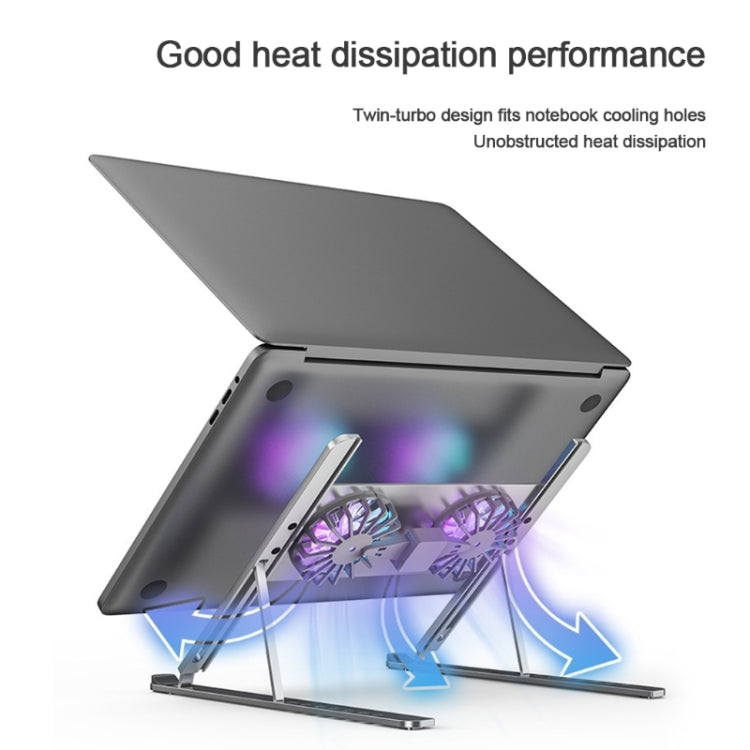 Giá đỡ tản nhiệt laptop quạt hợp kim nhôm BONERUY P11F, màu xám, bạc, xám kèm cáp Type-C, bạc kèm cáp Type-C