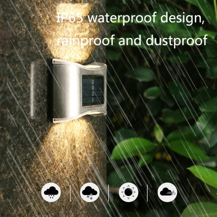 Đèn tường vườn ngoài trời năng lượng mặt trời 6 LED bằng thép không gỉ, ánh sáng trắng, ánh sáng ấm, ánh sáng màu