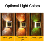 Đèn tường vườn ngoài trời năng lượng mặt trời 6 LED bằng thép không gỉ, ánh sáng trắng, ánh sáng ấm, ánh sáng màu