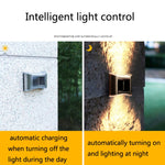 Đèn tường vườn ngoài trời năng lượng mặt trời 6 LED bằng thép không gỉ, ánh sáng trắng, ánh sáng ấm, ánh sáng màu