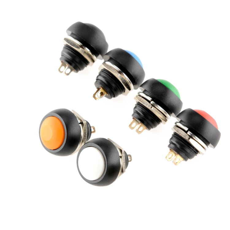 10 cái công tắc nút nhỏ chống nước tự đặt lại, màu đen, xanh lá, đỏ, cam, trắng, xanh dương
