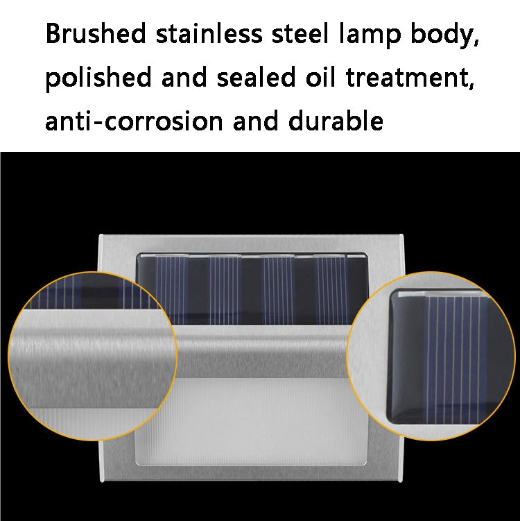 Đèn cầu thang thang thép không gỉ năng lượng mặt trời 6 LED, 6 LED / 1 cái