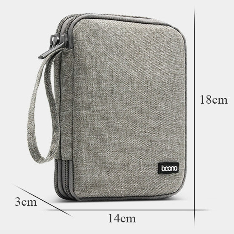 Túi đựng cáp dữ liệu hai lớp Baona BN-D004, Túi đựng phụ kiện kỹ thuật số, Màu xám, Đen