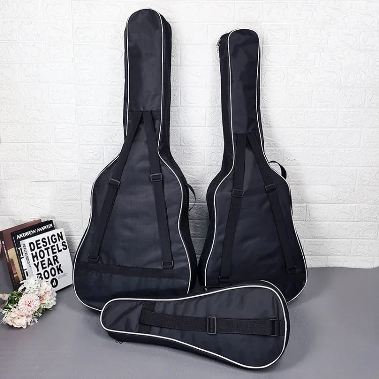 Ba lô vải Oxford có lớp đệm bông, thông số:, dành cho đàn guitar 38 inch, dành cho đàn ukulele 21 inch, dành cho đàn ukulele 23 inch