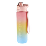 Cốc nước thể thao nhựa dung tích lớn 1000ml màu gradient, Hồng Anh Đào, Xanh Bầu Trời, Xám Bạc