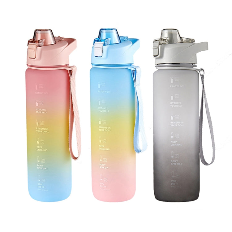 Cốc nước thể thao nhựa dung tích lớn 1000ml màu gradient, Hồng Anh Đào, Xanh Bầu Trời, Xám Bạc
