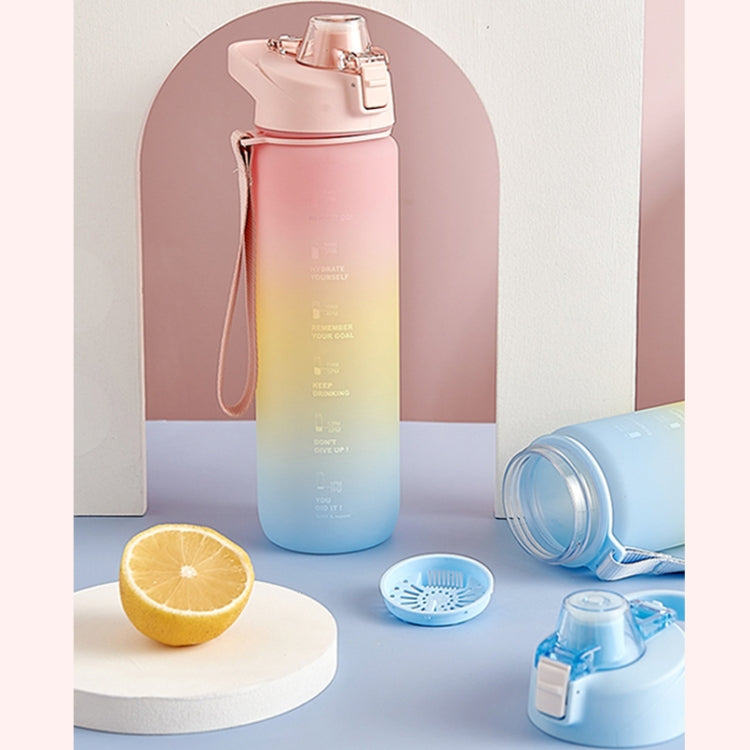 Cốc nước thể thao nhựa dung tích lớn 1000ml màu gradient, Hồng Anh Đào, Xanh Bầu Trời, Xám Bạc
