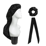 Bộ 3 cái mũ chăm sóc tóc dài + khăn turban + vòng tóc, đỏ, xanh dương, tím, đen, trắng, cam, đỏ hồng, bạc, champagne, xanh hồ