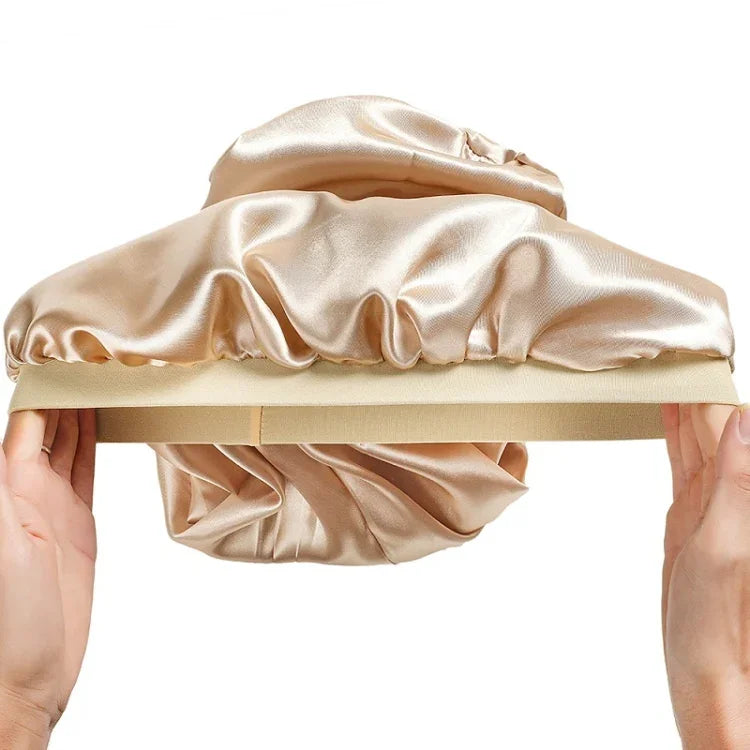 Bộ 3 cái mũ chăm sóc tóc dài + khăn turban + vòng tóc, đỏ, xanh dương, tím, đen, trắng, cam, đỏ hồng, bạc, champagne, xanh hồ