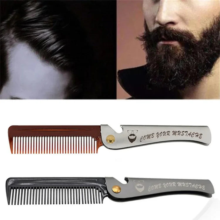 Lược đầu dầu gập tạo kiểu râu, mạ xám, hổ phách