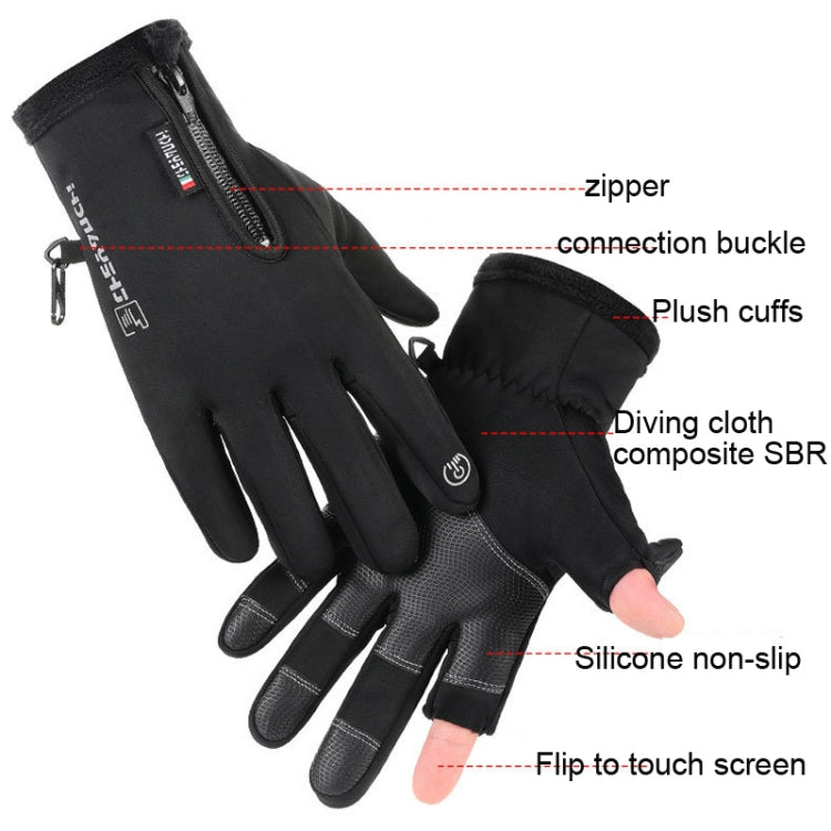 Găng tay thể thao ngoài trời ấm, cảm ứng, không ngón, găng tay câu cá, M, L, XL, XXL