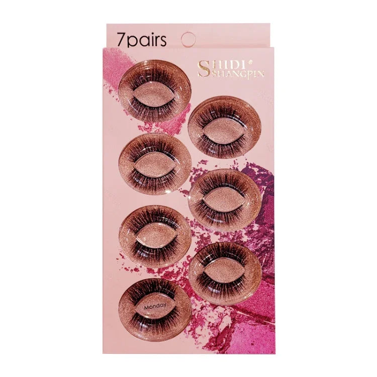 Bộ 7 Cặp Mi Giả Lông Chồn 3D Tự Nhiên Ba Chiều ShidiShangpin, Thứ Hai, Thứ Ba, Thứ Tư, Thứ Năm, Thứ Sáu, Thứ Bảy, Chủ Nhật, Gói Hỗn Hợp