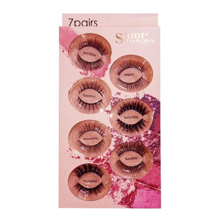 Bộ 7 Cặp Mi Giả Lông Chồn 3D Tự Nhiên Ba Chiều ShidiShangpin, Thứ Hai, Thứ Ba, Thứ Tư, Thứ Năm, Thứ Sáu, Thứ Bảy, Chủ Nhật, Gói Hỗn Hợp