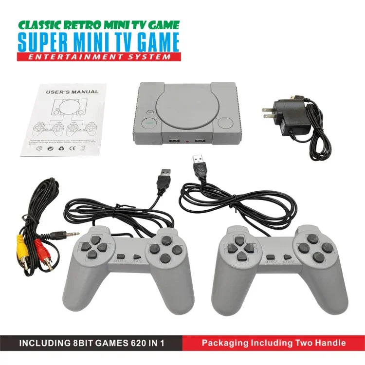 Máy Chơi Game TV Mini 8-Bit Hai Người Chơi Tích Hợp 620 Trò Chơi, PS1 mini (Phích Cắm EU)