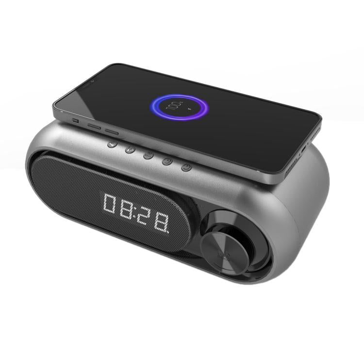 Loa Bluetooth sạc không dây kèm đồng hồ LED để bàn