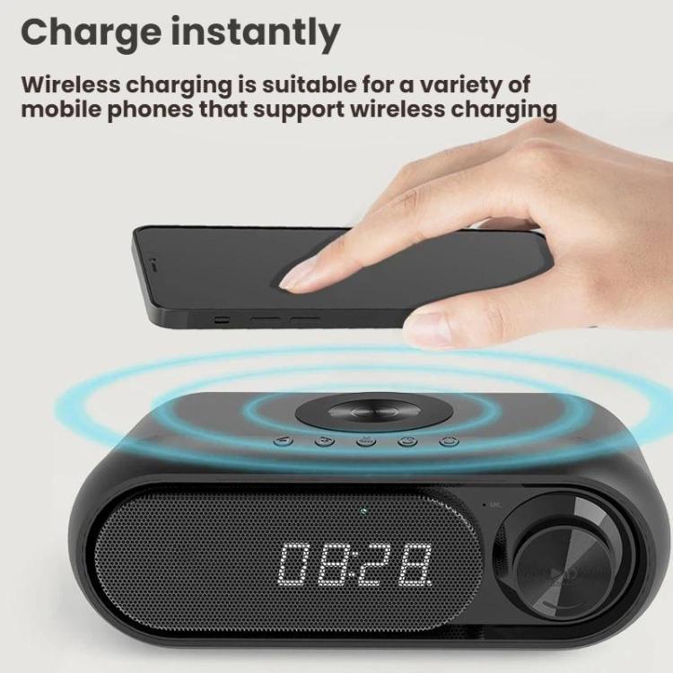 Loa Bluetooth sạc không dây kèm đồng hồ LED để bàn